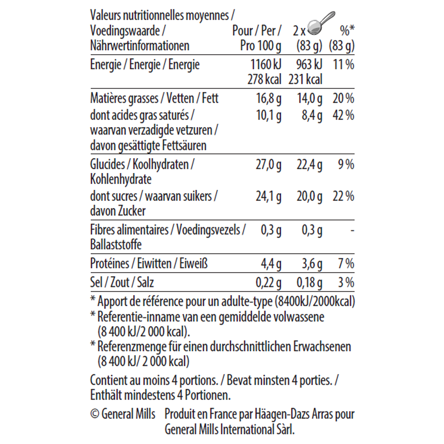 vanilla caramel brownie nutrition